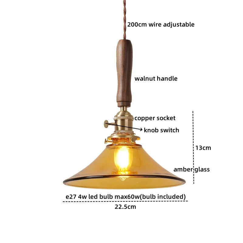 DecorBites™ Ceramic Walnut Copper LED Pendant Light Chandelier for Bedroom Living Room