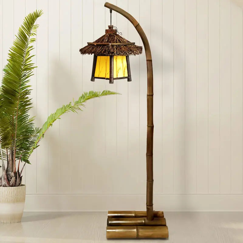 DecorBites™ Bamboo Weave Floor Lamp | Retro Design for Zen Living Room & Study