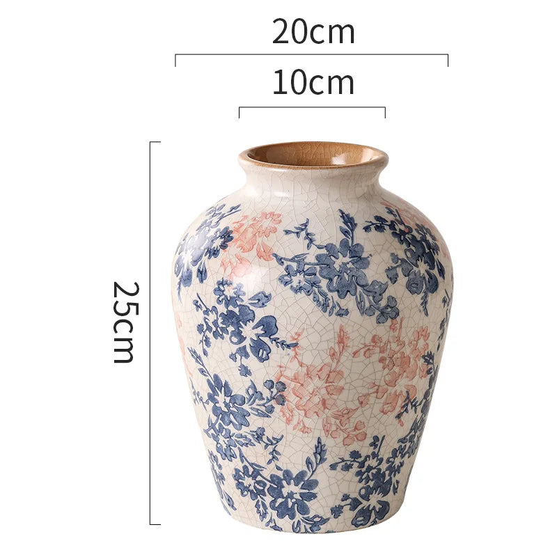 DecorBites™ Blue & White Ceramic Vase, Chinese-style Handcrafted Flower Vase - Home Decoration