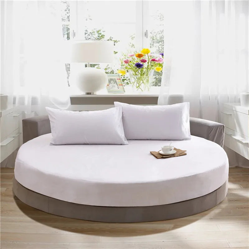 DecorBites™ Cotton Round Fitted Bed Sheet Set with Pillowcases