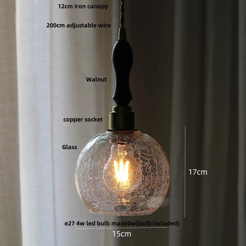 DecorBites™ Glass Globe LED Pendant Light Fixture for Porch Kitchen Aisle, Adjustable Hanging Lamp