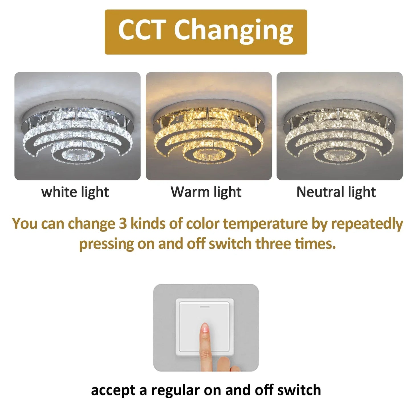 DecorBites™ Crystal Chandelier for Home Hotel Decor, Modern LED Ceiling Light Fixture