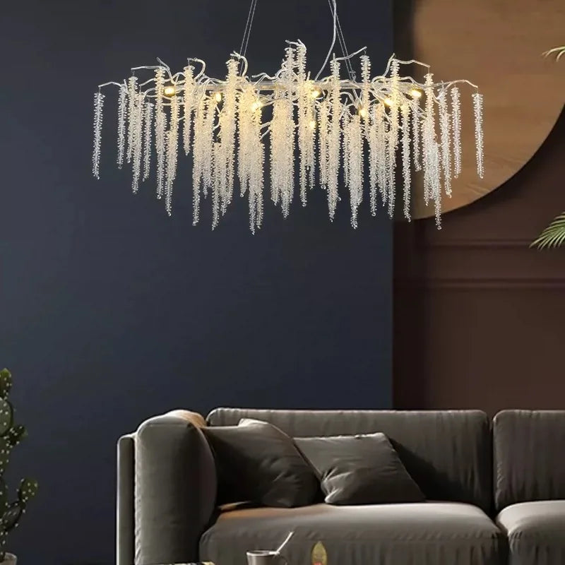 DecorBites™ Crystal Branch Chandelier: French Style Romantic Tassel Ceiling Lamp