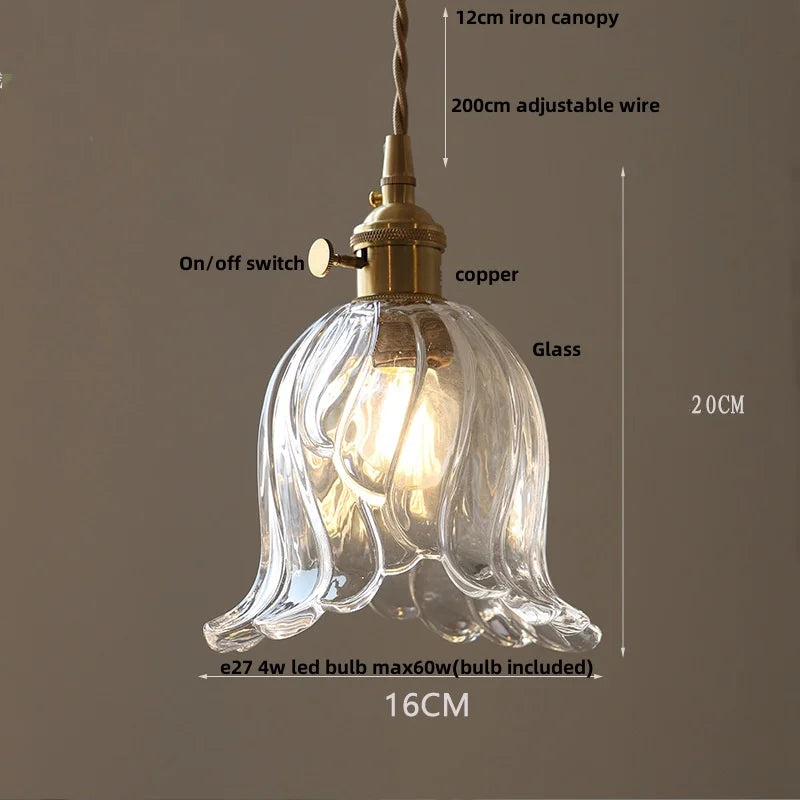 DecorBites™ Clear Glass LED Pendant Bar Kitchen Nordic Copper Dining Room Suspension