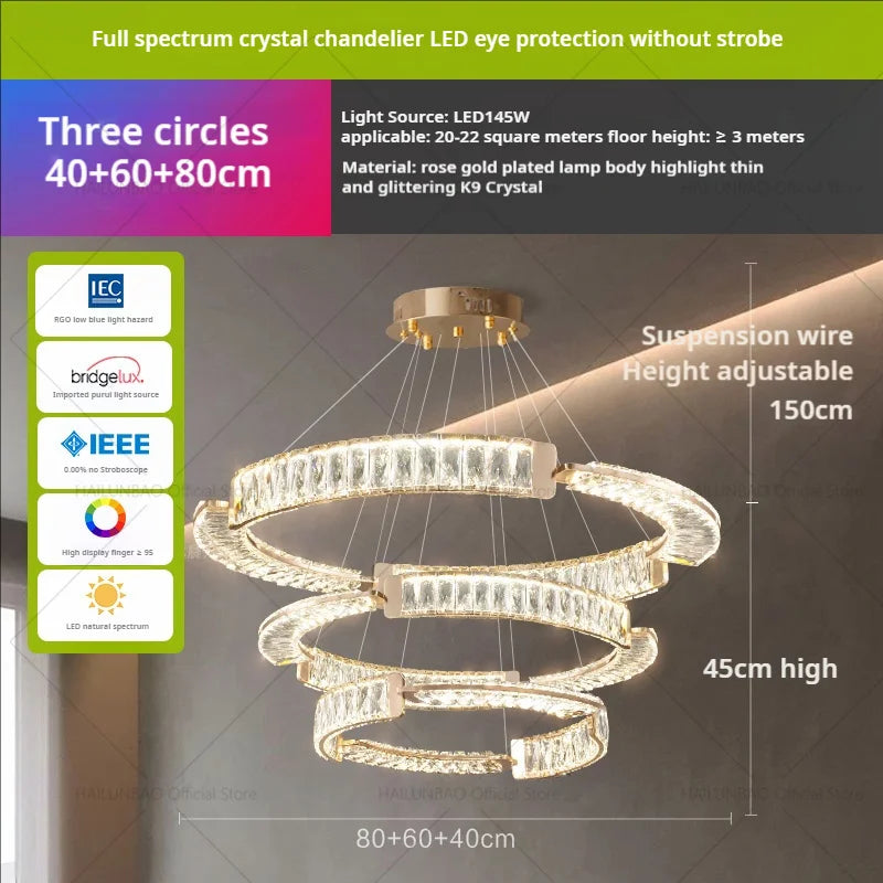 DecorBites™ Light Luxury Crystal Chandelier for Elegant Living & Dining Atmosphere