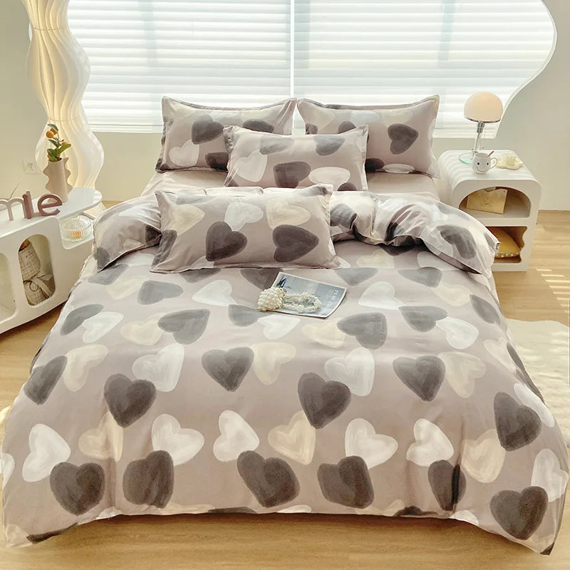 DecorBites™ Aloe Cotton Printed Bed Sets 4Pcs Soft Cozy Bedding Set for Adults