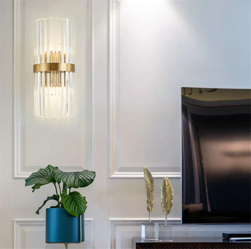 DecorBites™ Black Gold Crystal Wall Lights Modern LED Sconce for Bedroom Living Room
