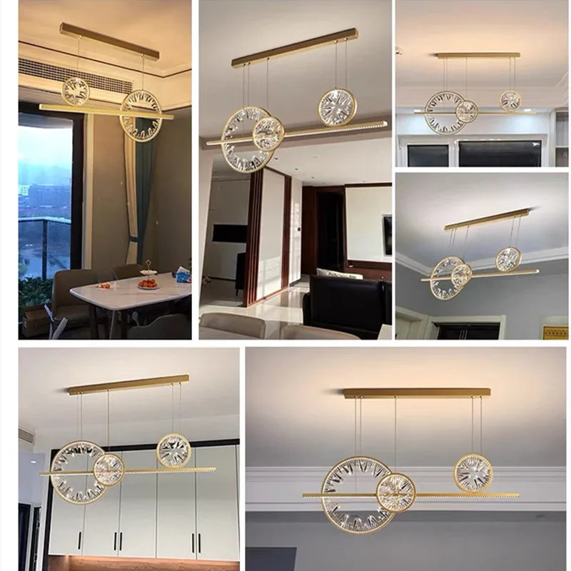 DecorBites™ Crystal Pendant Chandelier for Dining Room, Kitchen, Restaurant, Bar - Modern LED Luxury Lighting