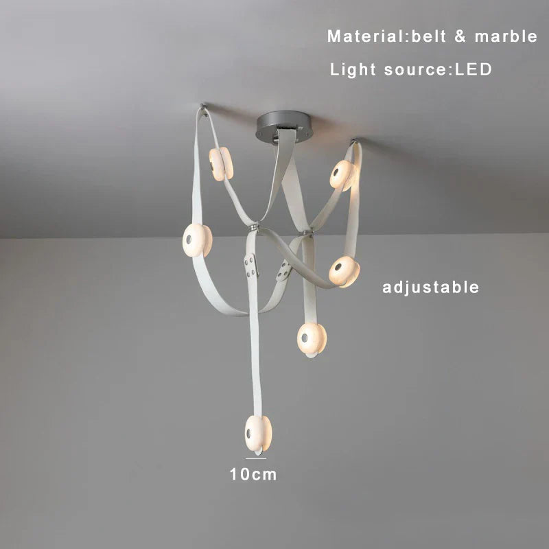 DecorBites™ Leather Marble Ceiling Pendant Lights - Adjustable Hanging Lamp for Dining Room & Bedroom