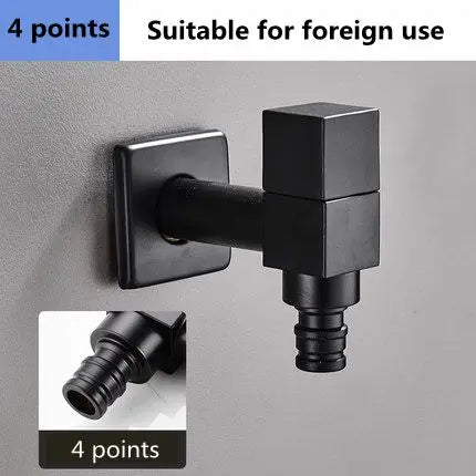 DecorBites™ Black Wall Mount Washing Machine Tap - Garden Outdoor Bathroom Water Faucet