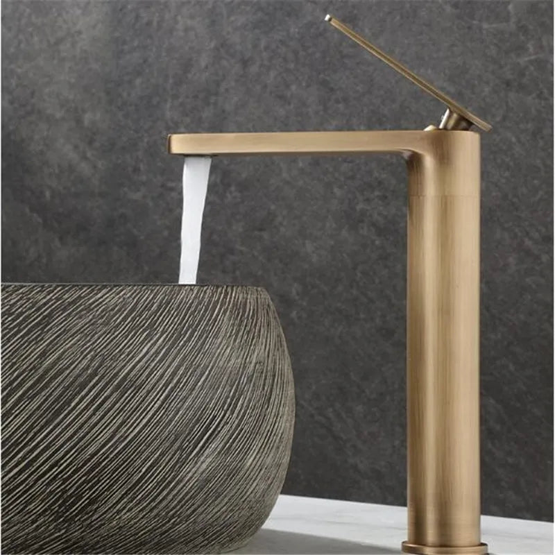 DecorBites™ Antique Bronze Basin Faucet Deck Mounted Hot & Cold Brass Bathroom Sink Mixer Tap