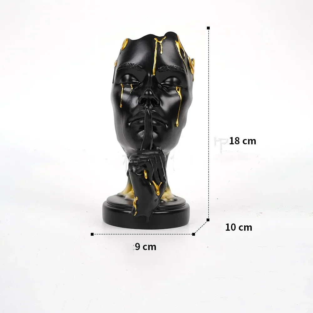 DecorBites™ Abstract Face Mask Silence Gold Resin Statue Home Decor Figurine