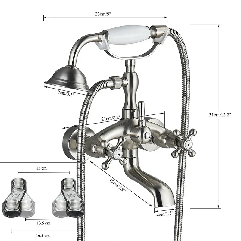 DecorBites™ Antique Brass Telephone Shape Wall Mounted Bathtub Faucet