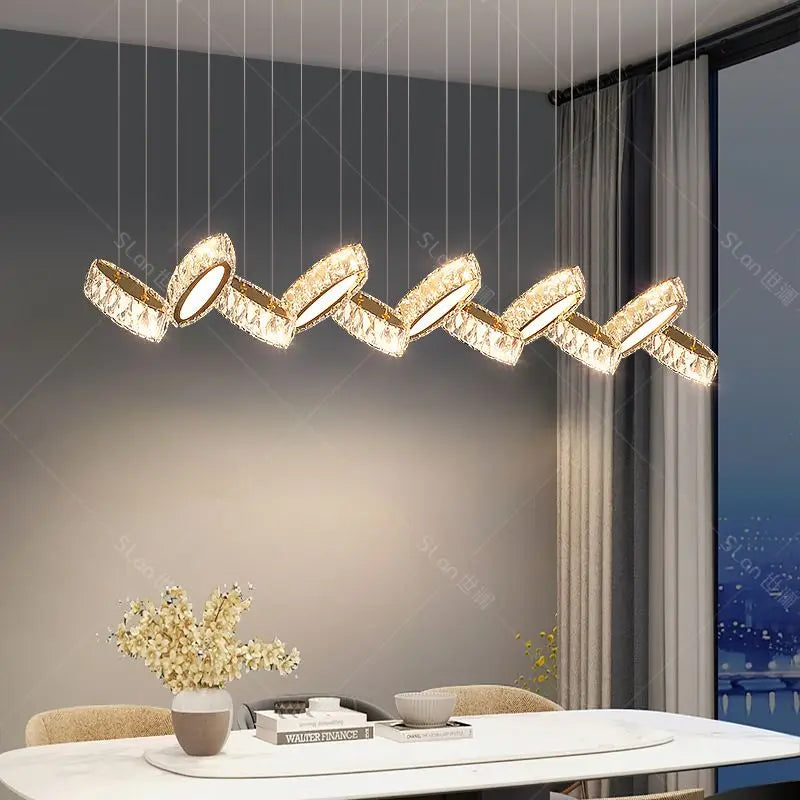 DecorBites™ Crystal Chandelier Stair Pendant Light Living Room Interior Lighting