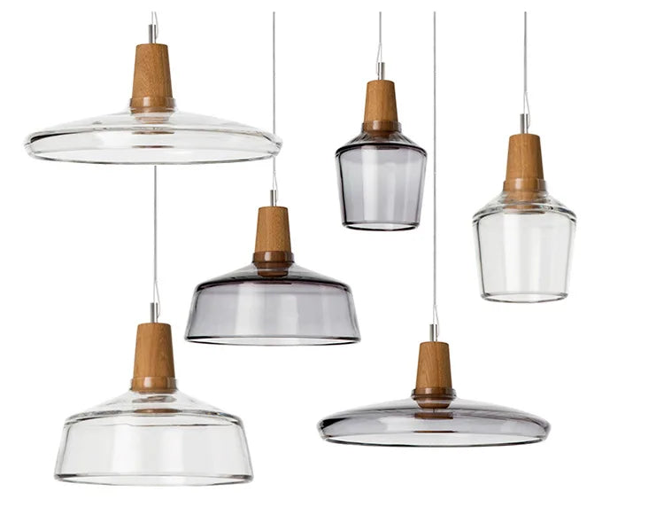 DecorBites™ Glass and Wood Pendant Light for Modern American Retro Dining Loft Decor