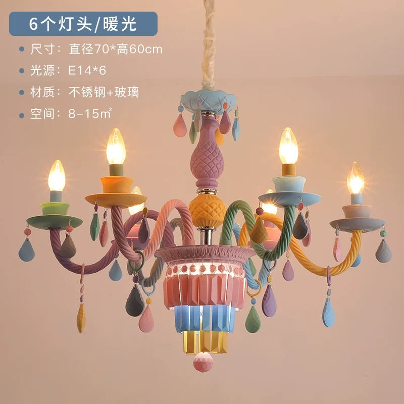 DecorBites™ Crystal Chandelier Girl Baby Bedroom Lamp Nordic Princess Room Lighting