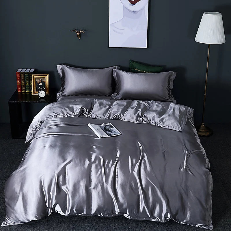 DecorBites™ King Size Silk-Blend Duvet Cover Set with Pillowcases