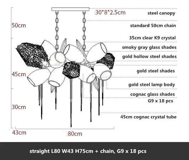 DecorBites™ Crystal Duplex Chandelier - Modern Designer Living Room Lighting