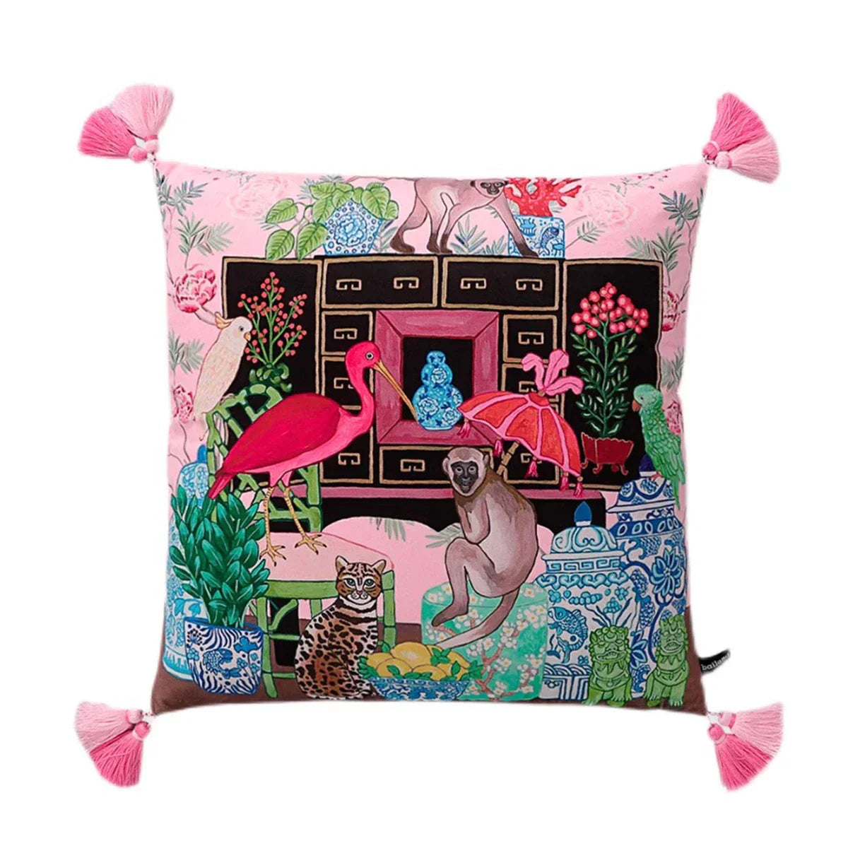 DecorBites™ Chinoiserie Velvet Lumbar Pillow Cover 30x50cm