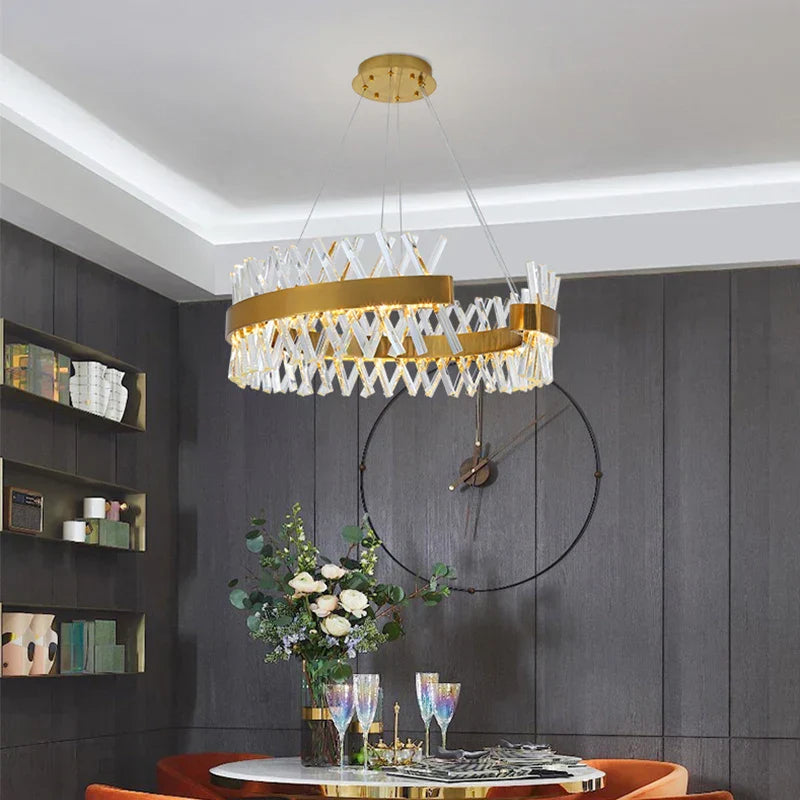 DecorBites™ Contemporary LED Crystal Chandelier for Hotel, Wedding, and Living Room