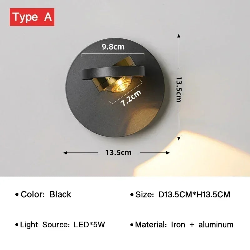 DecorBites™ LED Rotatable Wall Lamp for Bedroom Living Room - Modern Indoor Wall Sconces