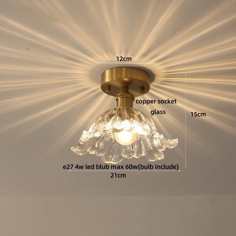 DecorBites™ Glass Grid LED Ceiling Lamp: Luxury Crystal Nordic Copper Ceiling Lights