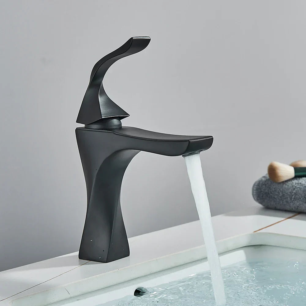 DecorBites™ Black Bronze Bathroom Basin Faucet, Single Lever Lavatory Sink Mixer Tap