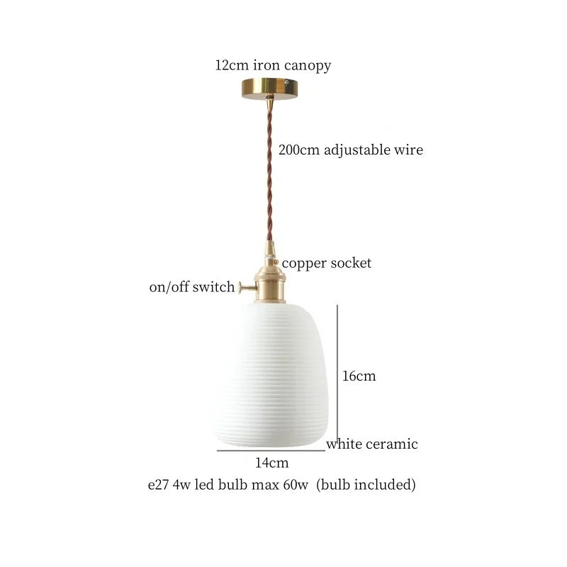 DecorBites™ Ceramic LED Hanging Lamp Japenese Style Pendant Lighting for Home Deco