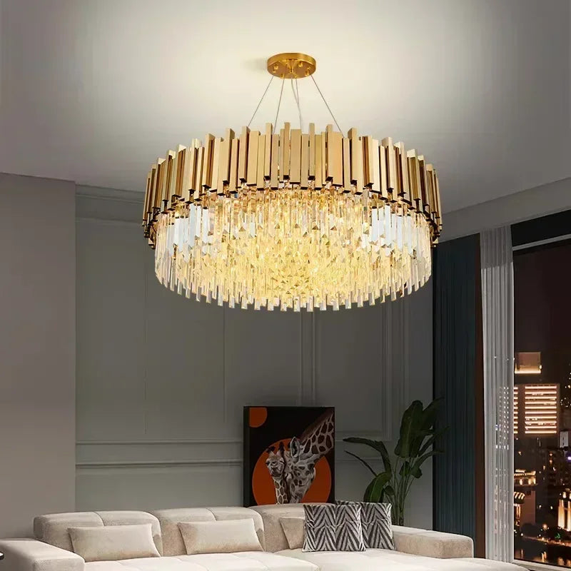 DecorBites™ Crystal Art LED Ceiling Chandelier: Luxury Living Room Round Lamp