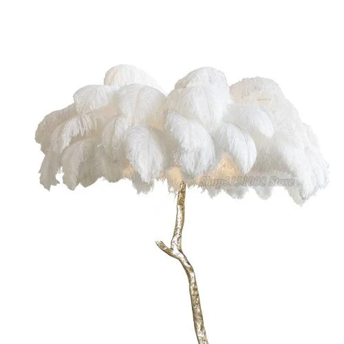 DecorBites™ Elegant Ostrich Feather Floor Lamp for Home Decor & Lighting