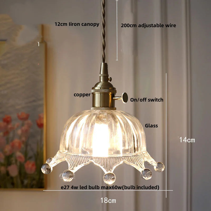 DecorBites™ Clear Glass Copper Pendant Lights Adjustable Modern Wire Nordic Vanity Light