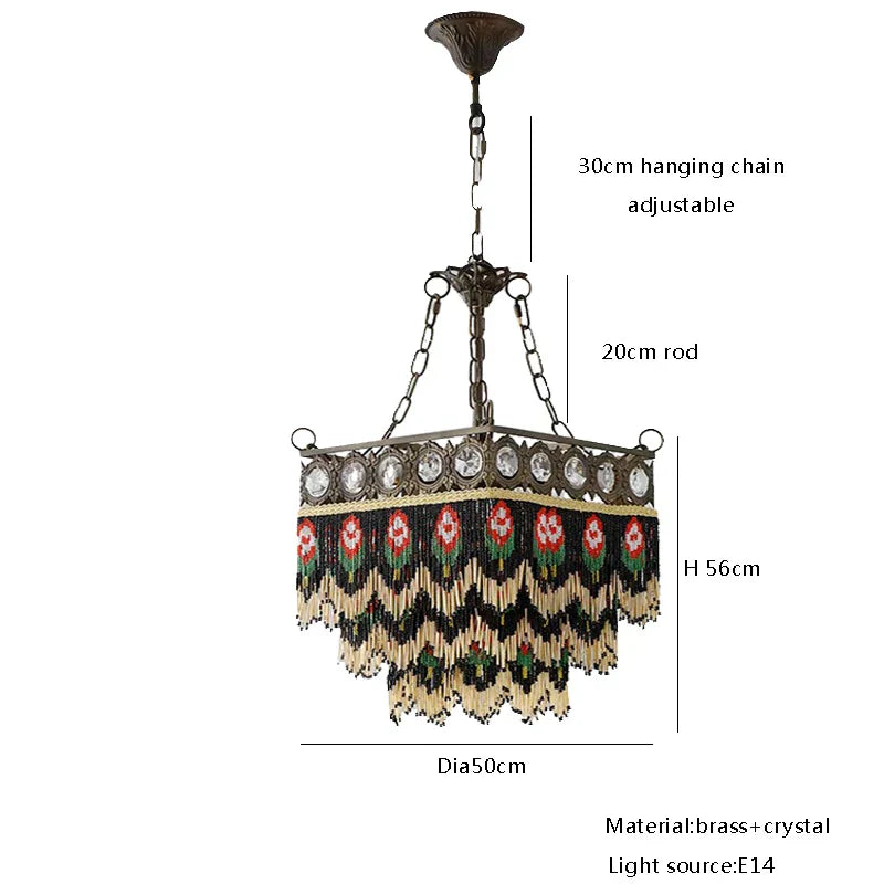 DecorBites™ Black Rose Tassel Pendant Lights, Classic Retro Lustres for Living Room