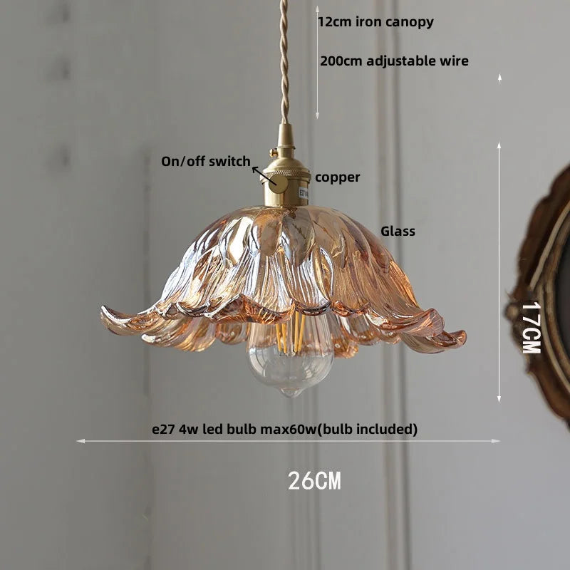 DecorBites™ Green Glass LED Pendant Light: Nordic Modern Hanging Lamp for Bedroom Dining Room