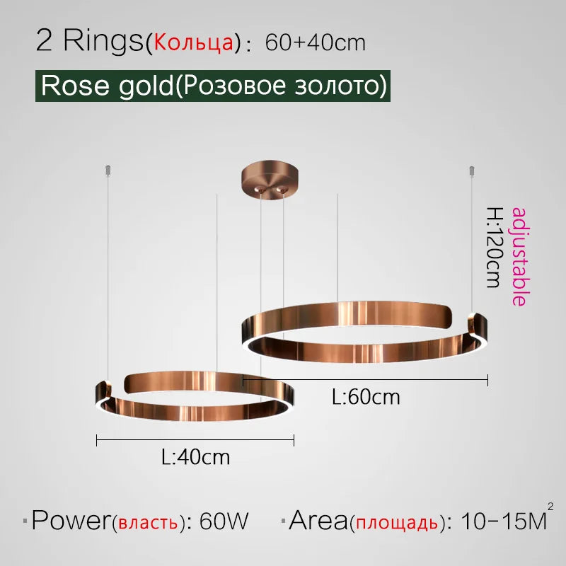 DecorBites™ LED Ring Chandelier for Home Decor - Modern Nordic Style Lighting