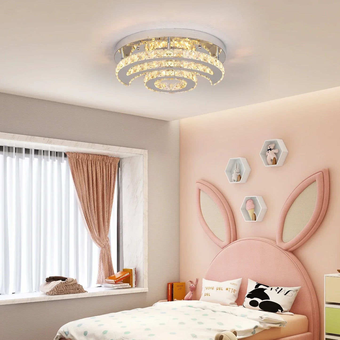 DecorBites™ Crystal LED Sun Moon Chandelier Pendant Light for Living Dining Bedroom