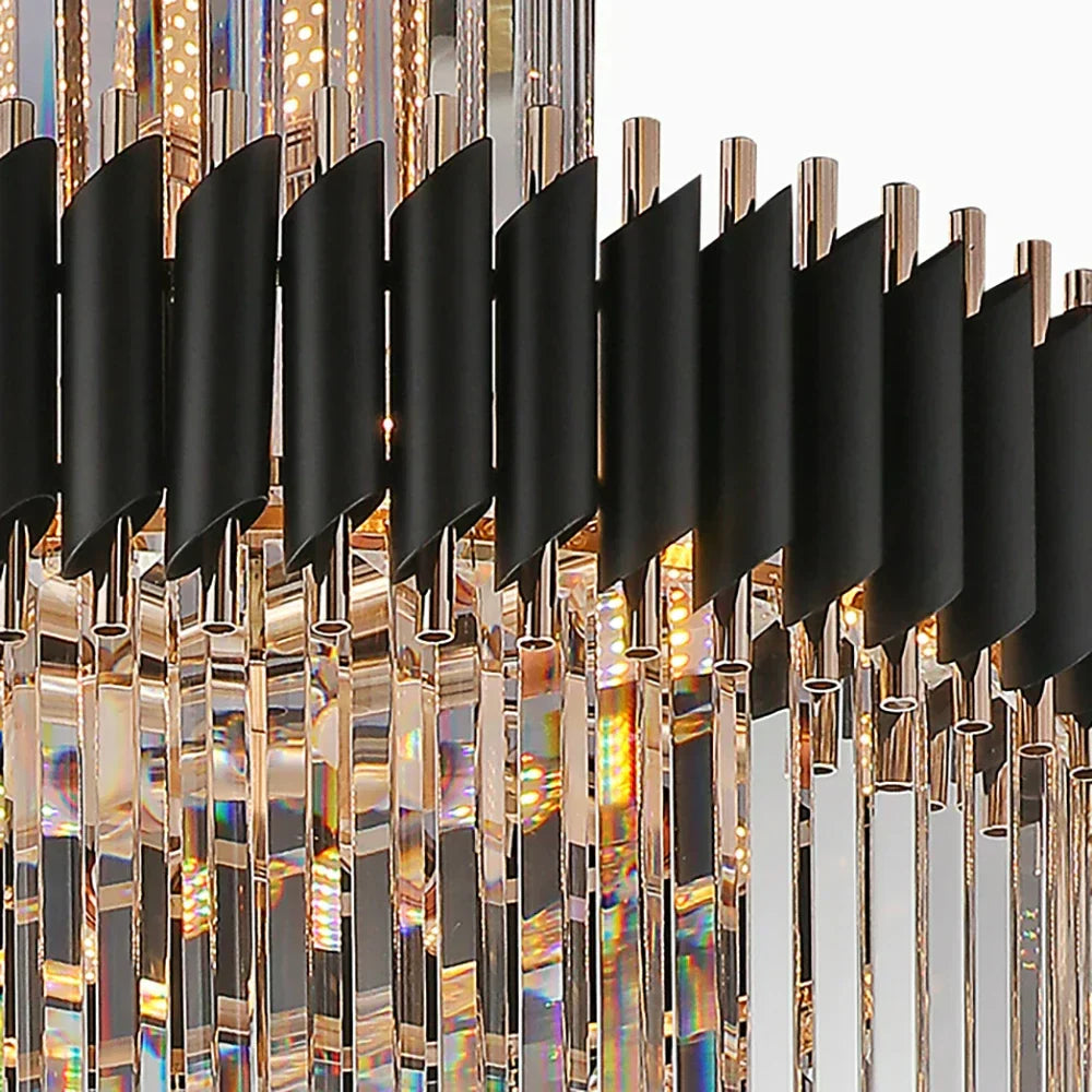 DecorBites™ Crystal LED Chandeliers: Luxury Multi-layer Staircase Lighting, Black Stainless Steel