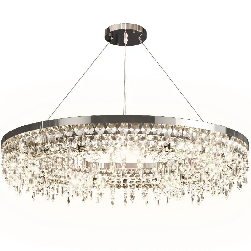 DecorBites™ Crystal Circle LED Chandelier for Modern Luxury Living Room Decor