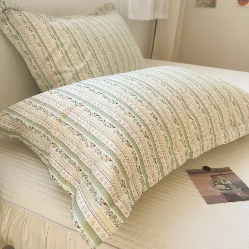 DecorBites™ Korean Floral Cotton Pillowcase 40x60cm, 48x74cm, 50x80cm, Home Cushion Cover