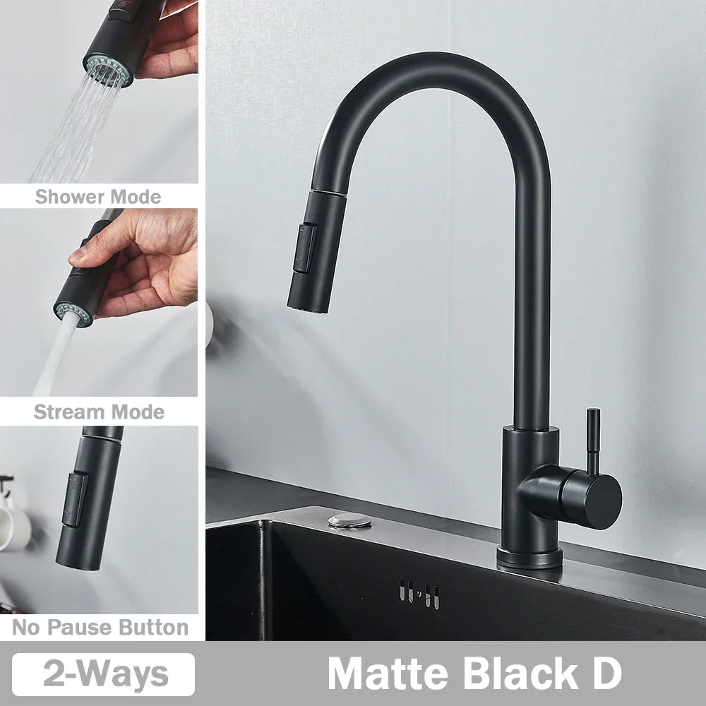 DecorBites™ Brushed Nickel Pull Out Kitchen Faucet with Flexible Stream Sprayer Head