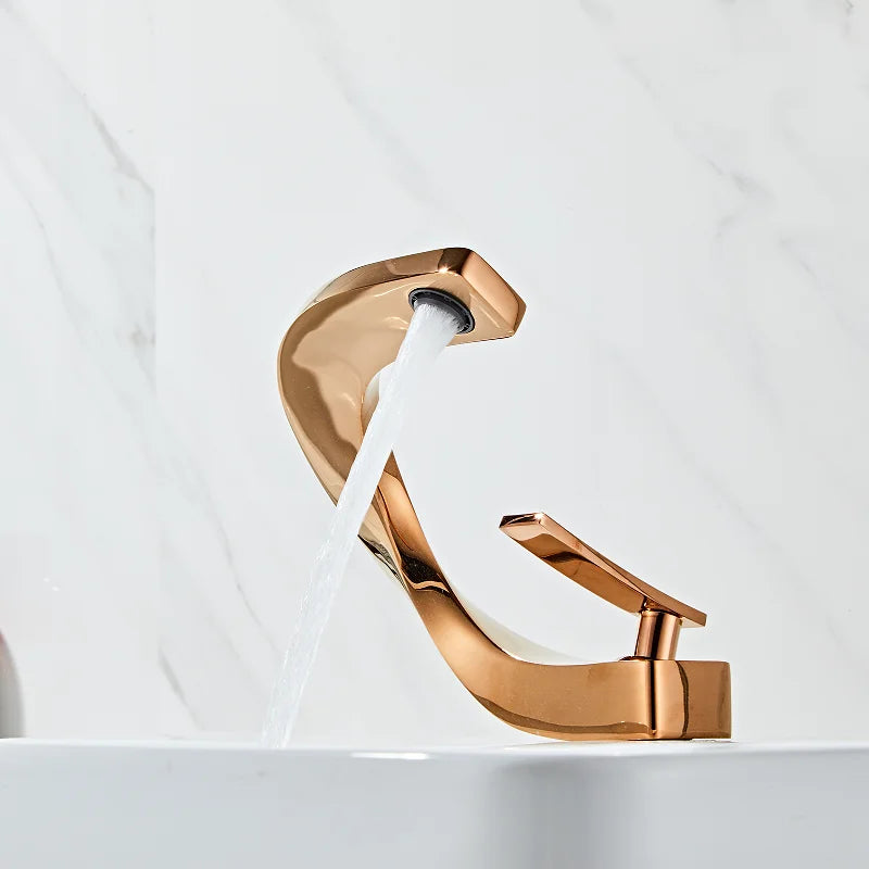 DecorBites™ Brass Bathroom Basin Faucet in Elegant Rose Gold Finish