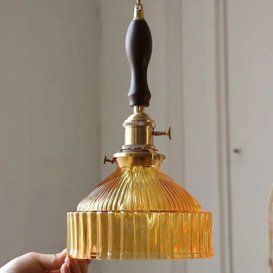 DecorBites™ Amber Glass LED Pendant Light Fixture Modern Home Lighting Plafond Lamp
