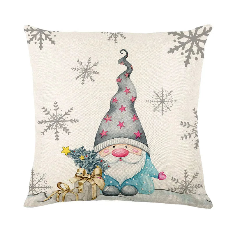 DecorBites™ Christmas Letter Print Linen Throw Pillow Cover for Holiday Home Decoration