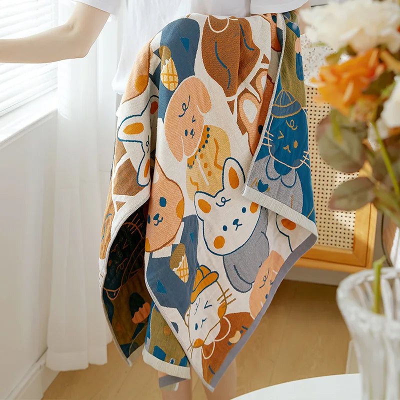 DecorBites™ Cotton Gauze Bath Towel - Large Cartoon Towel 70x140cm