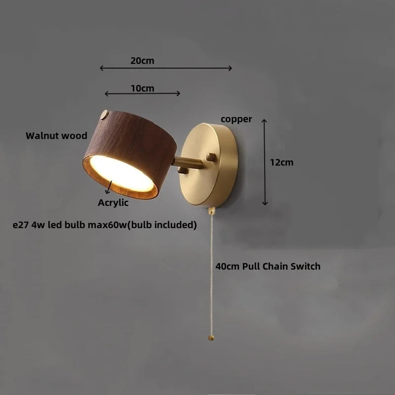 DecorBites™ LED Wood Base Wall Sconce Modern Art Light Fixture for Living Room & Bathroom