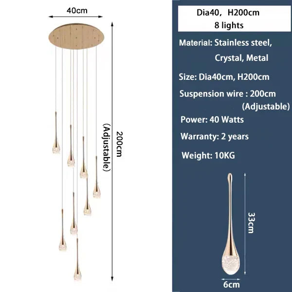 DecorBites™ Crystal LED Chandeliers: Elegant Staircase Hanging Lights for Luxe Living Spaces
