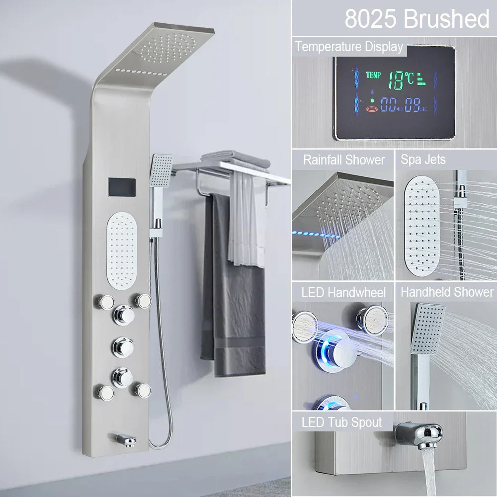 DecorBites™ Black LED Shower Faucet SPA Massage Jet Rain Panel Bidet Sprayer Tap