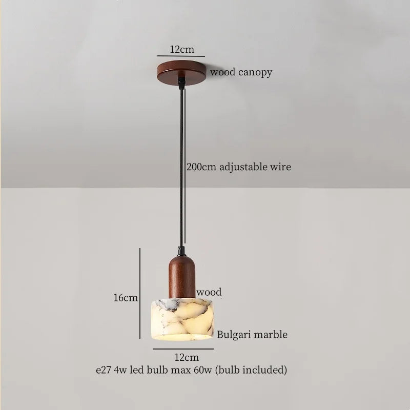 DecorBites™ Iron Marble LED Pendant Light Fixture Modern Hanging Lamp Interior Decor