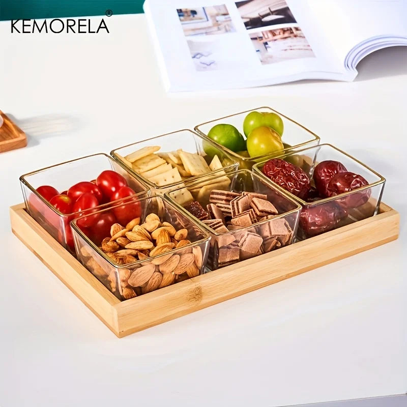 DecorBites™ Bamboo Wooden Rectangular Tea Tray | Elegant Tea Cup Stand Tray for Dining