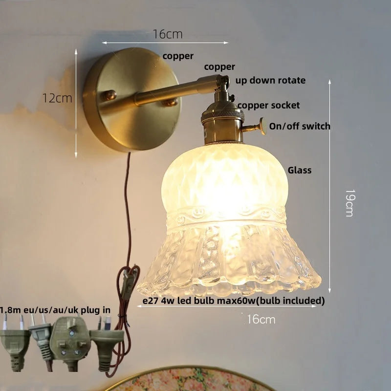 DecorBites™ Amber Flower Glass LED Wall Light Fixture for Kitchen Restaurant Bar