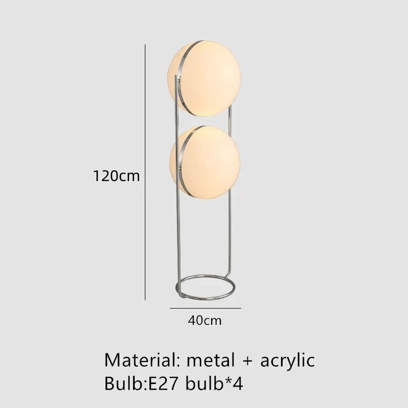 DecorBites™ LED Floor Lamp Chrome Metal Living Room Floor Light White Acrylic Ball